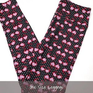 LuLaRoe OS Leggings Heart Sunglasses Black White Polka Dots NEW